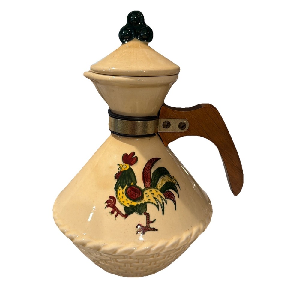 California Provincial by Poppytrail, Metlox, 10" Red Rooster Pottery Carafe READ